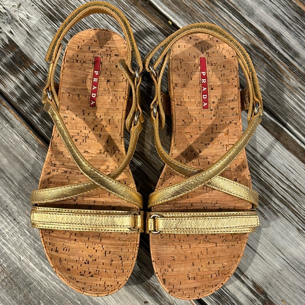Prada gold sandals